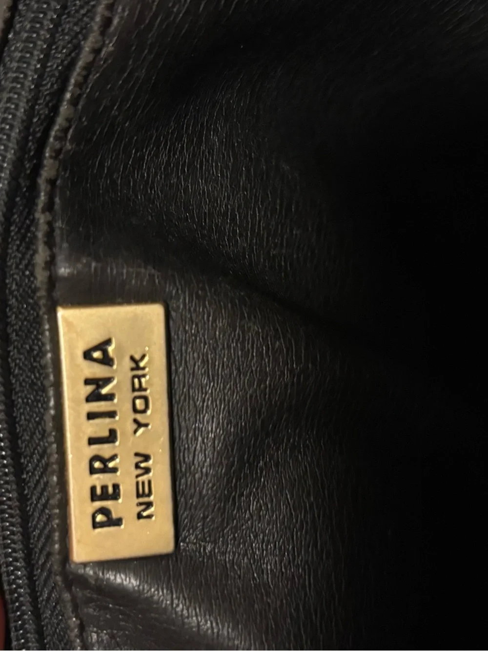 Perlina vintage Black Soft Leather Backpack with Gold Hardware